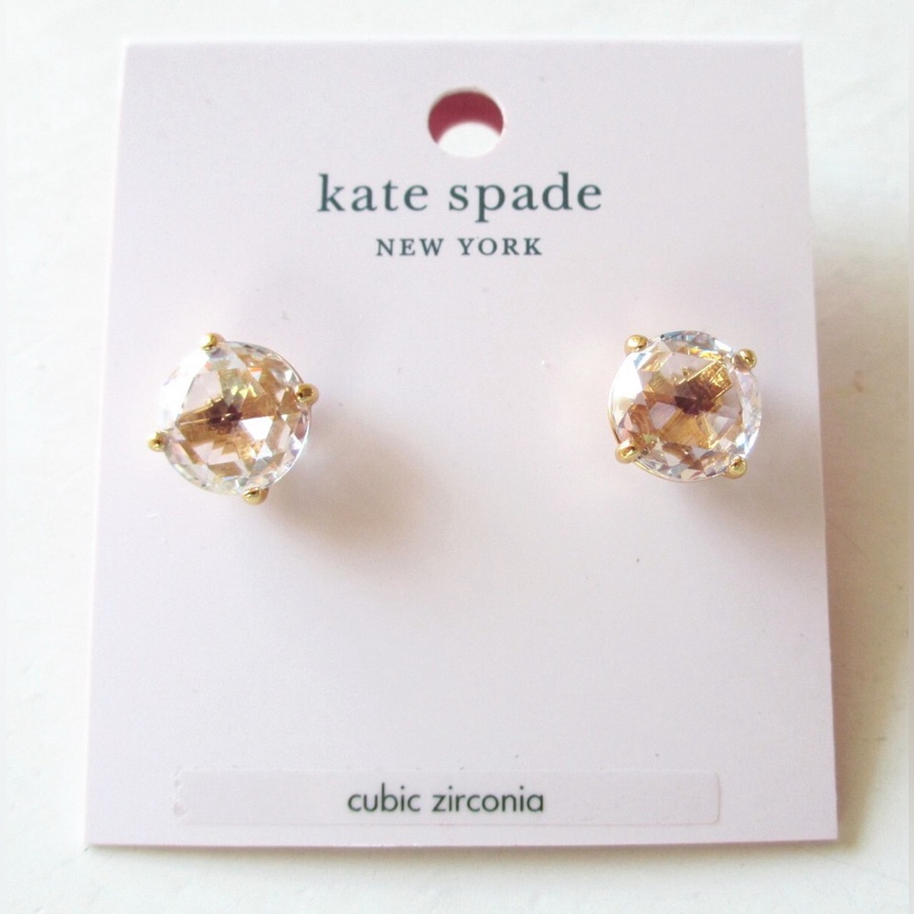 Kate Spade New York Bright Ideas Gold Plated Clear Crystal Stud Earrings $38 NWT